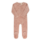 Elys And Co Pink Embroidered Floral Velour Footie