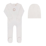 Aurora Ivory/Pink Metallic Crest Collection Footie Set