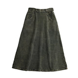 Birnham On The Sea Moss Green Cord Midi Skirt