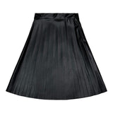 Oh Girl Black Leather Pleated Skirt