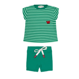 Teela Green Stripe Applique Set