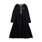 Lil Legs Navy Crest Maxi Cardigan Set