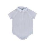 Le Bourdon Light Blue Cable Knit Romper