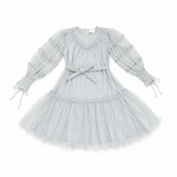 Petite Amalie Duck Egg Blue Lace Belt Tulle Dress