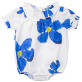 Pompomme White/Blue Large Floral Romper