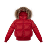Ellabee Red Raccoon Emma Down Bomber Coat