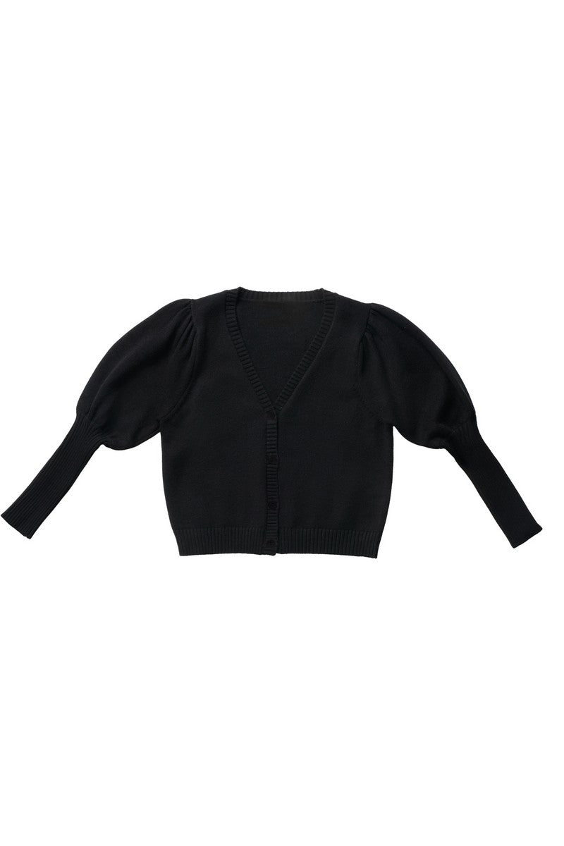 Elle Oh Elle Black Puff Sleeve Cardigan