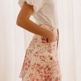 Petite Amalie Posie Print Denim Skirt