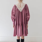 Steph Berry/White Crochet Yoke Cord Dress