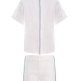 Pernille Ivory/Blue Knitted Band Rene Set