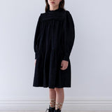 Steph Black Wash Chambray Frill Yoke Dress