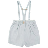 Calla Lili Blue Sage Suspender Linen Shorts