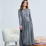 Laurent Gray Flower Appliques Cardigan