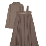 Lil Legs Misty Oat Embroidered Maxi Mockneck Set