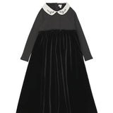 Lil Legs Black Embroidered Collar Maxi