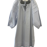 Tangerine Blue Seersucker Pleated Dress