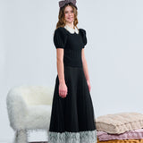 Laurent Black/White Lace Overlay Trim Skirt