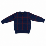 Bamboo Navy Plaid Knit Sweater