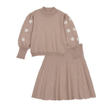 Teela Beige Knit Floral Set