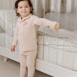 Elys And Co Light Pink Velour Stripe Pj's