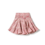 Birnham On The Sea Pink Stripe Ruffle Denim Skirt