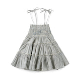 Birnham On The Sea Blue Denim Stripe Smocked Jumper