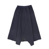Valentina Navy Pinstripe Asymmetric Wool Skirt