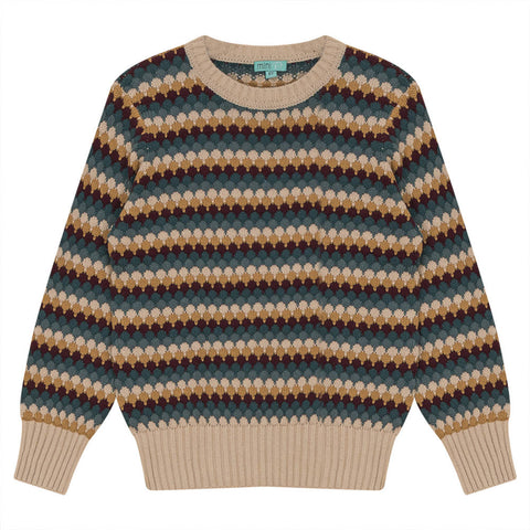 Pompomme Blue Bubble Knit Sweater