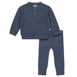 Pompomme Blue Argyle Knit Set
