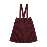 Analogie Deep Red Knife Pleated Suspender Skirt