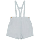 Calla Lili Blue Sage Suspender Linen Shorts