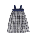 Bace Collection Navy Checked Gathered Strap Jumper