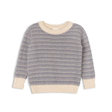 Looms Blue/Ivory Distressed Knit Sweater