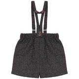 Calla Lili Grey/Brown Tweed Suspender Shorts