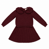 Teela Burgundy Ruffle Collar Set