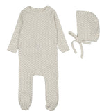 Lilette Cream/Blue Mini Flora Print Footie Set