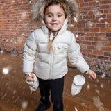 Ellabee Off White Raccoon Bella Enfant Down Coat