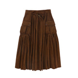Valentina Brown Pocket Midi Skirt
