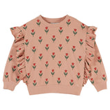 Emile Et Ida Pink Printed Flounce Sweatshirt