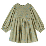 Emile Et Ida Green Block Print Smocked Dress