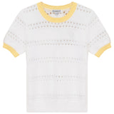 Blumint White/Lemon Crochet Top