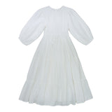 Alitsa White Textured Waisted Midi Dress
