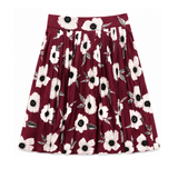 Alitsa Burgundy Floral Pleated Skirt