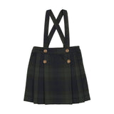 Analogie Forest Plaid Pleated Suspender Skirt