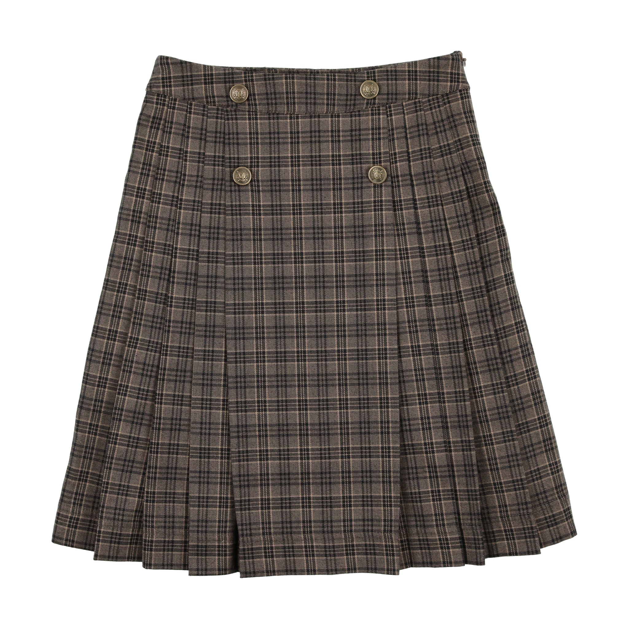 Analogie Navy/Brown Plaid Pleated Skirt