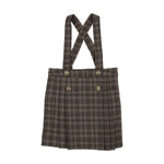 Analogie NavyBrown Plaid Pleated Suspender Skirt