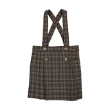 Analogie NavyBrown Plaid Pleated Suspender Skirt