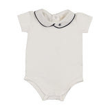 Analogie White/Navy Peter Pan Onesie With Piping