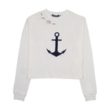 Urban Edge White Anchor Cropped Tee