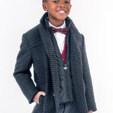 Appaman Charcoal Houndstooth Wool City Overcoat